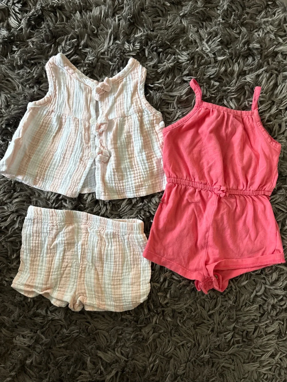 Old Navy Pink & Light Cream Girls 2-Piece Tank Romper Set